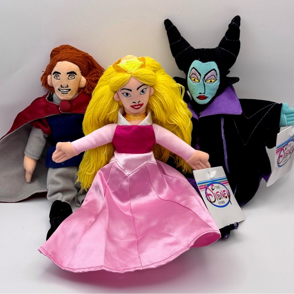 Disney Store Sleeping Beauty Prince and Maleficient Plush Set